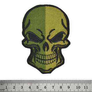 Two-Color Skull (Khaki/Olive) Embroidered Patch