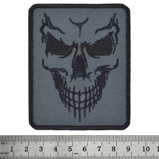 Horror Skull (Gray) Embroidered Patch