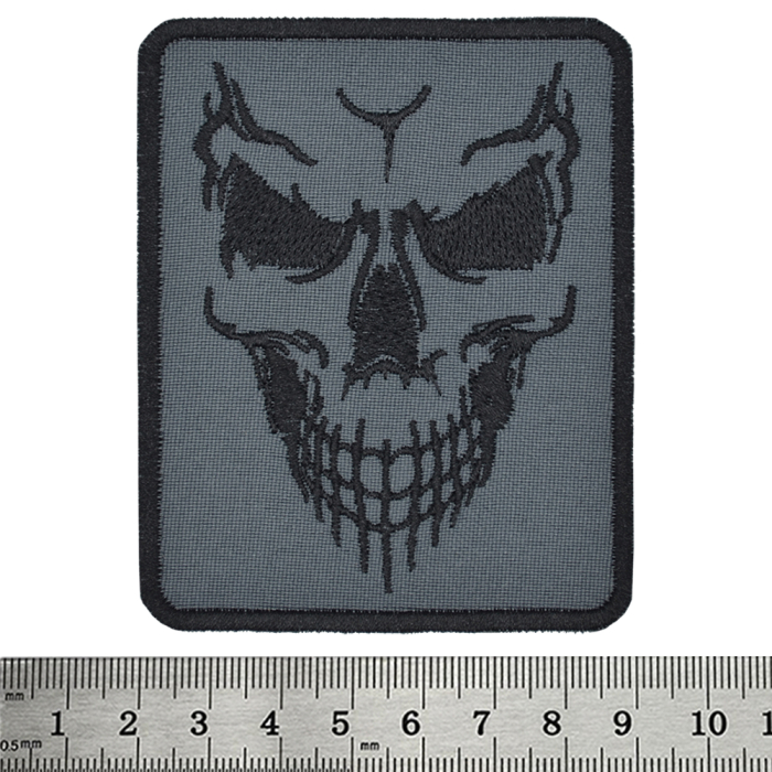 Horror Skull (Gray) Embroidered Patch