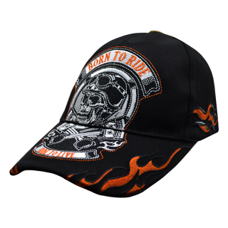 Born To Ride, Ride To Live (Big Skull) Embroidered Baseball Cap