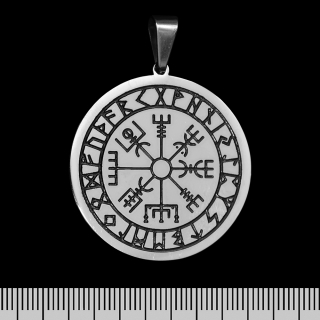 Vegvisir (Vegvisir, Runic Compass) (ptsb-128) Round Pendant