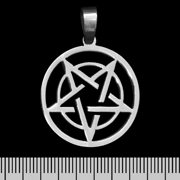 Pentagram (Double Circle) (ptsb-153) Round Pendant
