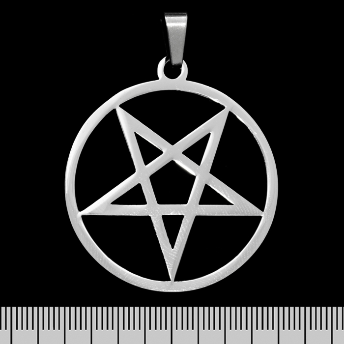 Inverted Pentagram (Big) (ptsb-156) Round Pendant