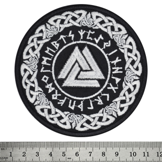 Valknut in a Runic Circle Embroidered Patch
