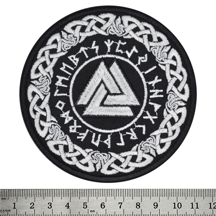Valknut in a Runic Circle Embroidered Patch