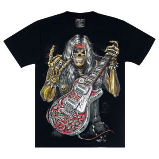 Skeleton with Les Paul guitar (3D, glows in the dark) T-Shirt