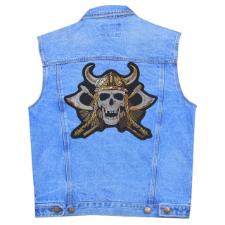 Viking Skull with Axes Back Patch