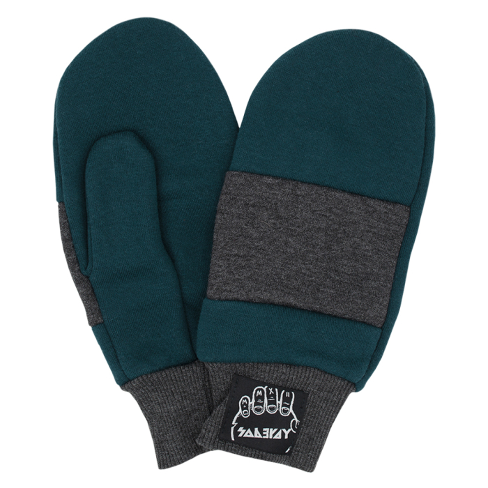 Dark Turquoise with Gray Insert Mittens