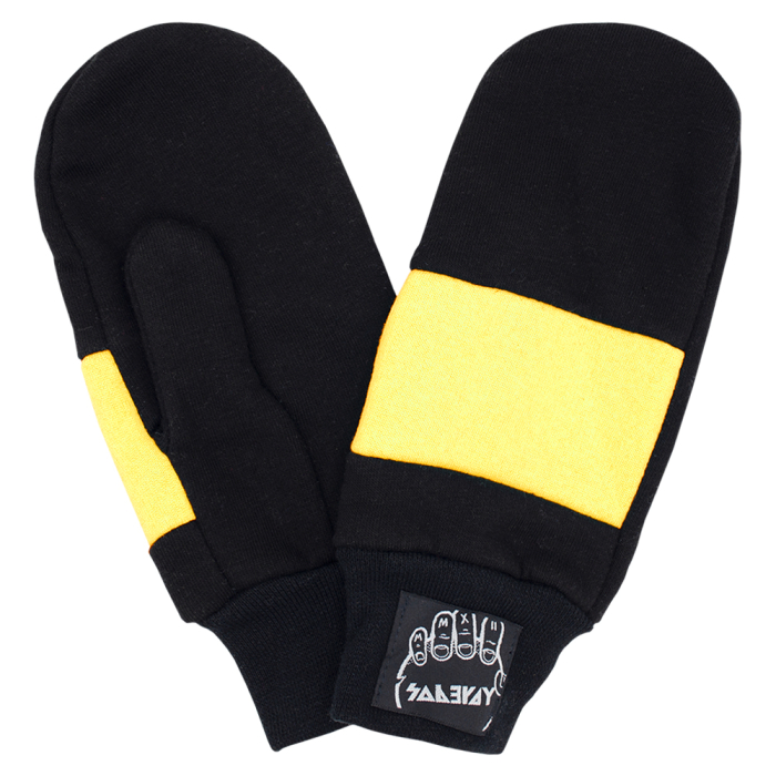 Black with Yellow Insert Mittens