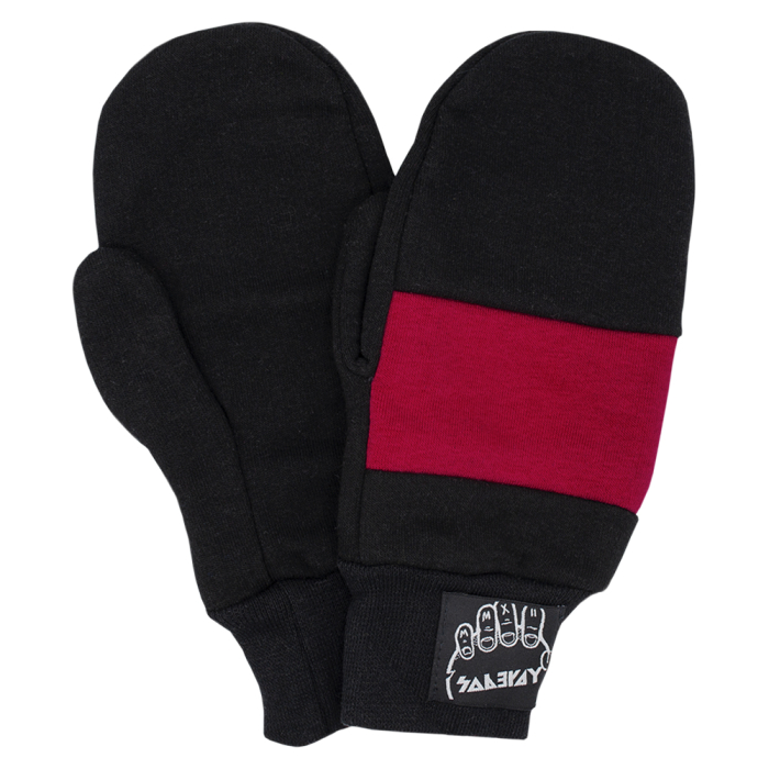 Black with Red Insert Mittens