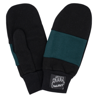 Black with Dark Turquoise Insert Mittens