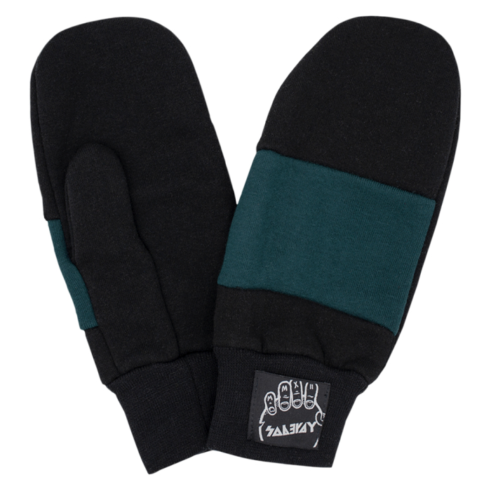 Black with Dark Turquoise Insert Mittens