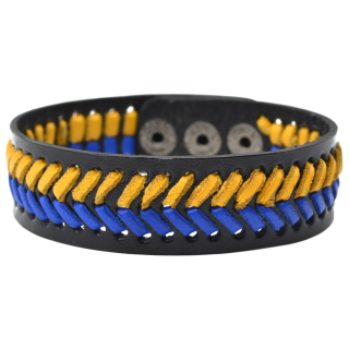 Leather bracelet (ptsbua-001) yellow-blue Ukraine
