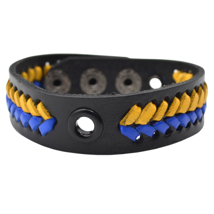 Leather bracelet (ptsbua-002) yellow-blue