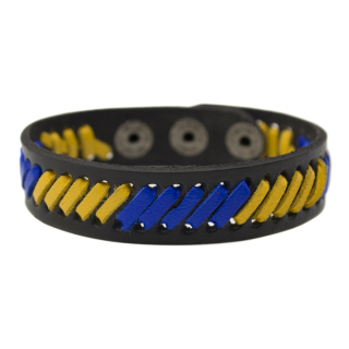 Leather bracelet (ptsbua-003) yellow-blue Ukraine