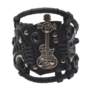 Steampunk (bsp-52) Black Bracelet Hard Rock Guitar