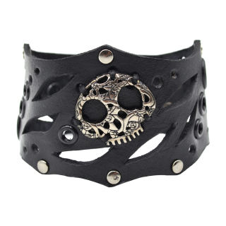 Steampunk (bsp-57) Black Bracelet Ethnic Skull