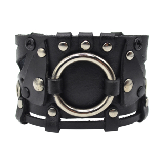 Steampunk (bsp-59) Black Bracelet with a large ring