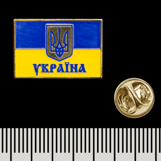 The flag of Ukraine with the Coat of Arms - Ukraine (pnua-004) Rectangular (Icon) Pin