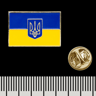 Flag of Ukraine with coat of arms (pnua-003) Rectangular (Icon) Pin