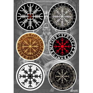 Dread Helmet and Runic Compass Sticker Pack (Aegishjalmur, Vegvisir) SP-171