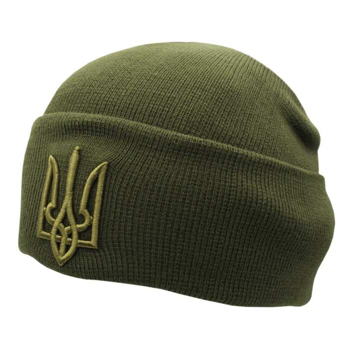 Hat knitted with Trident (olive) (uaht-001)