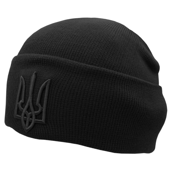 Hat knitted with Trident (black) (uaht-003)