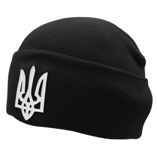 Cap knitted with a Trident (black with a white trident) (uaht-004)