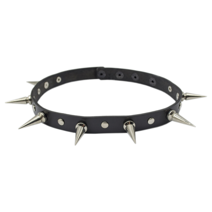 Leather choker with large spikes (csl-003)