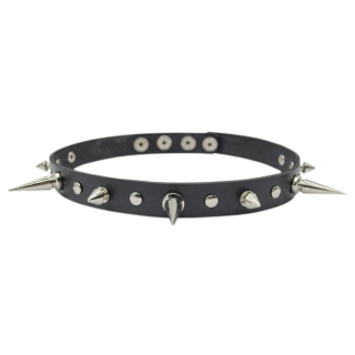 Leather choker with large and curly spikes (csl-002)