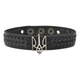Black leather bracelet with Trident (ptsbua-006)
