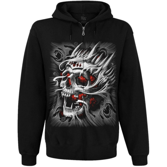 King Of The Dead Kangaroo Pocket Hoodie with a Zipper