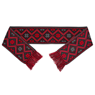 Scarf Ukrainian embroidery - Star of the Mother (red-black)