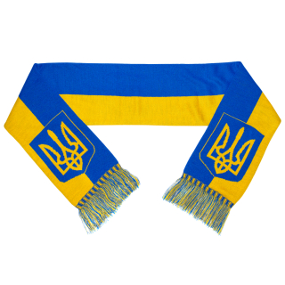 Yellow-blue scarf with coat of arms and map of Ukraine