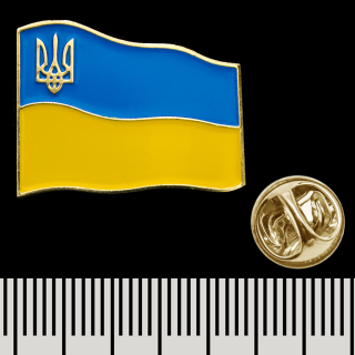 Figure pin (icon) Flag of Ukraine with Trident pnua-029
