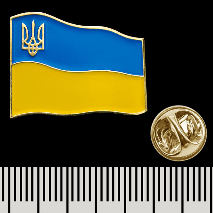 Figure pin (icon) Flag of Ukraine with Trident pnua-029