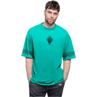 Urbanist T-shirt Coat of arms of Ukraine (emerald) oversize