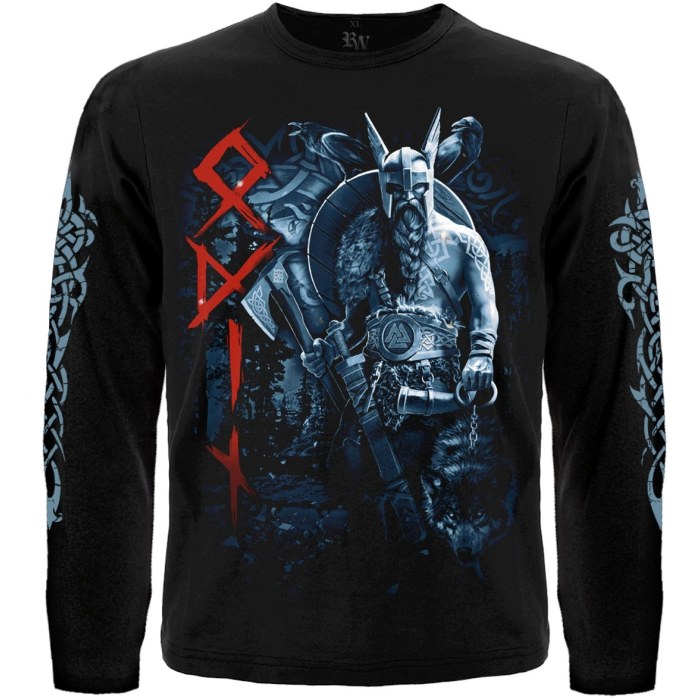Odin (rune circle) printed on the sleeves Long Sleeve T-Shirt