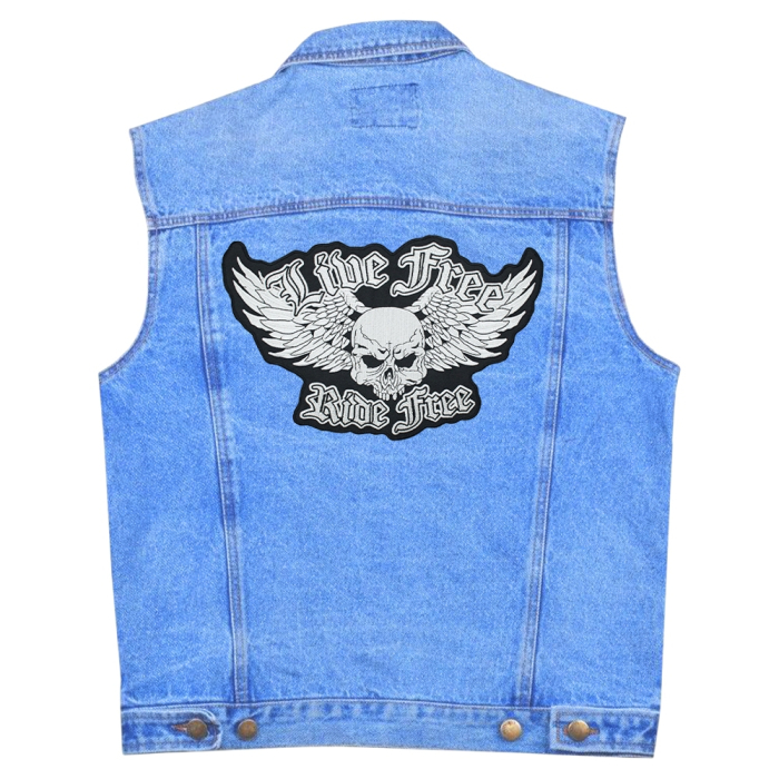 Live Free, Ride Free (skull with wings) Thermal back patch (thps-091)