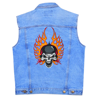 Flaming skull in a helmet Thermal back patch (thps-095)