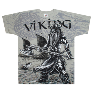 Viking (Valhalla) Full print grey t-shirt (EU-P)