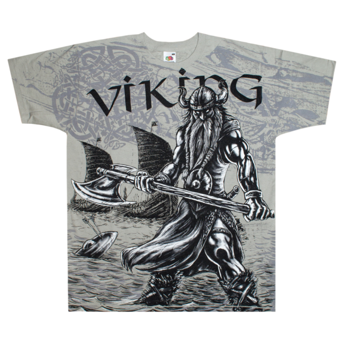 Viking (Valhalla) Full print grey t-shirt (EU-P)