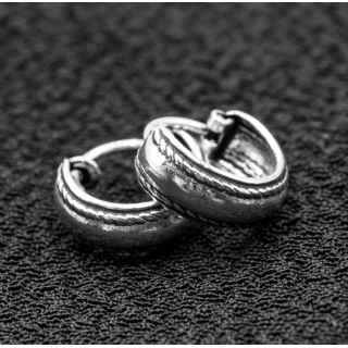 Earring, pirate ring with pattern (eas-157)