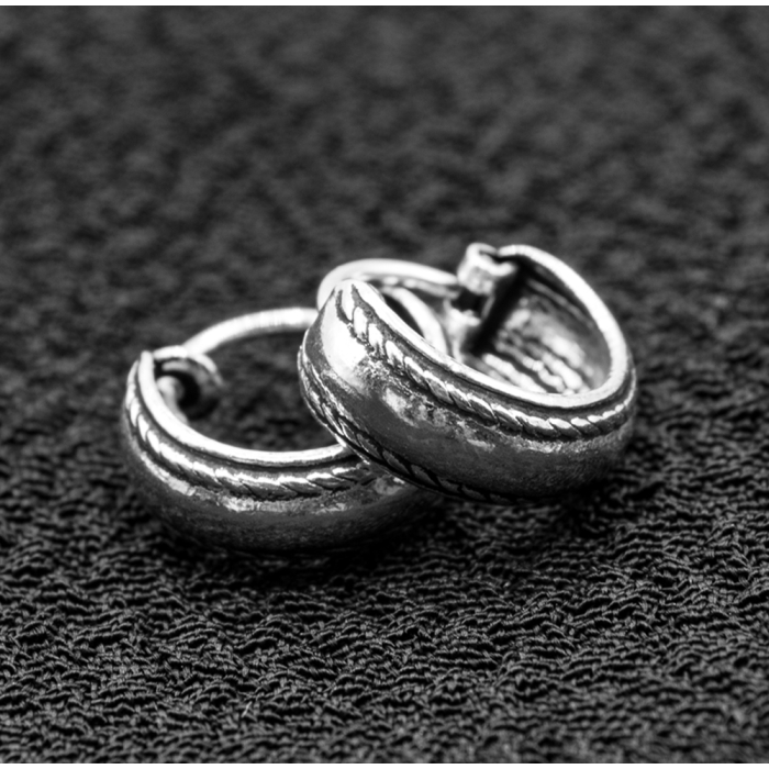 Earring, pirate ring with pattern (eas-157)