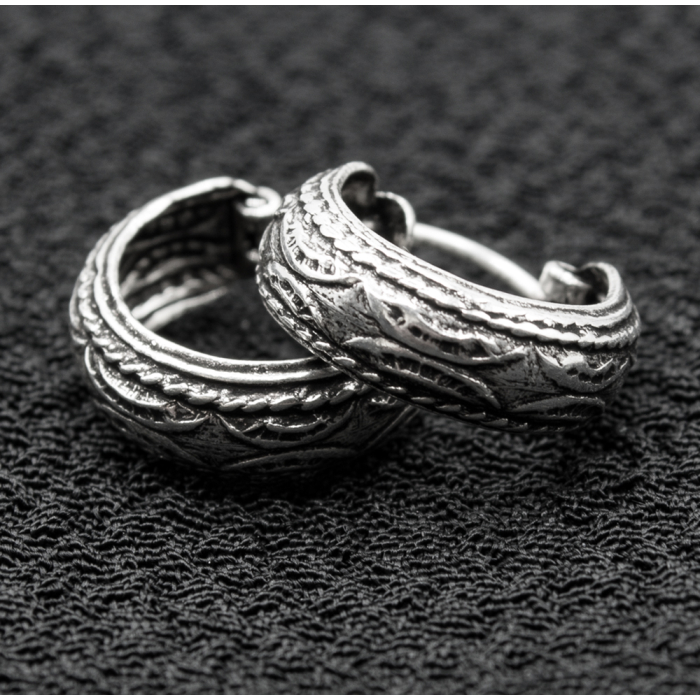 Earring, pirate ring with pattern (eas-161)