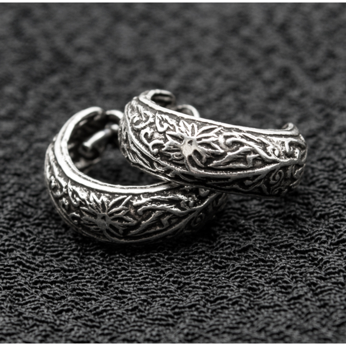 Earring, pirate ring with pattern (eas-159)