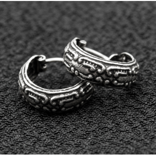 Earring, pirate ring with pattern (eas-160)