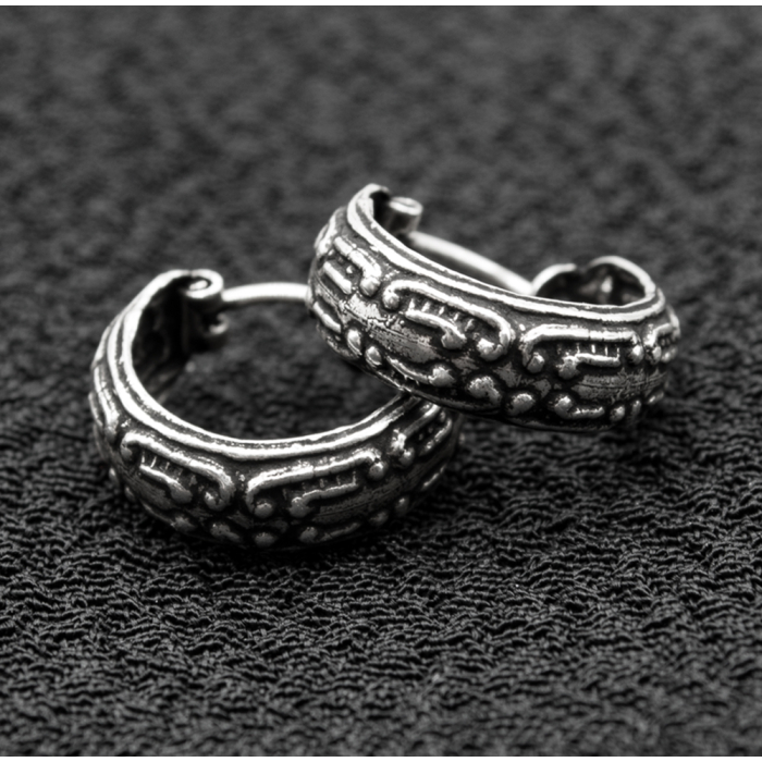 Earring, pirate ring with pattern (eas-160)