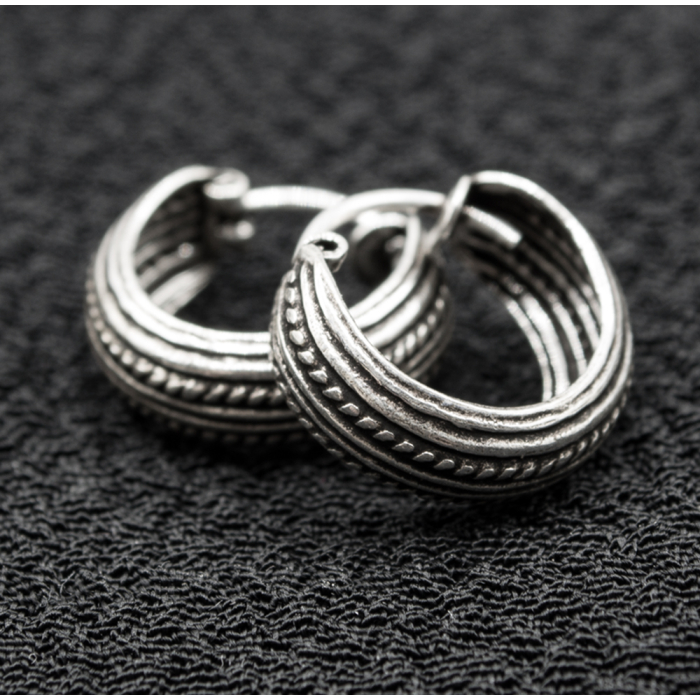 Earring, pirate ring with pattern (eas-158)
