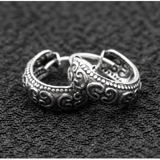 Earring, pirate ring with pattern (eas-154)